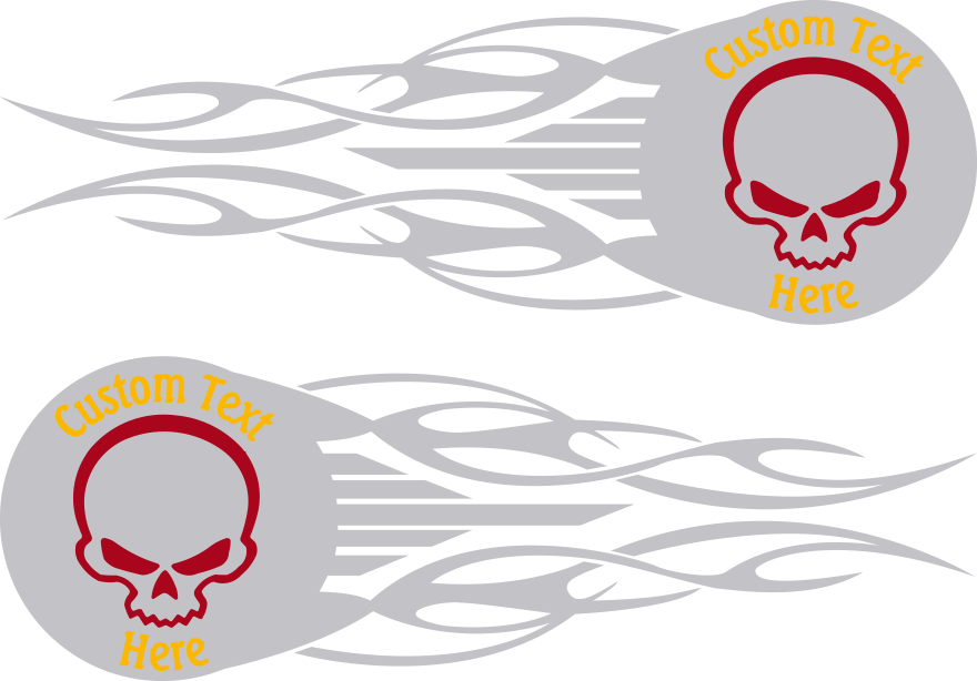 Motorcycle Flaming Skull Badge Gas Tank Decals Design Image