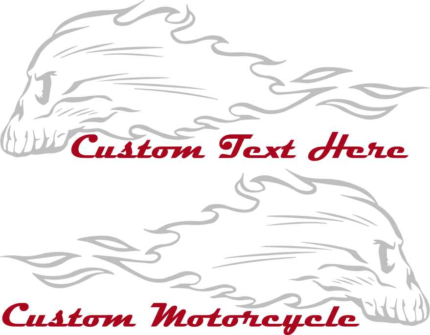 Motorcycle Flaming Skull FS3 Gas Tank Decals Design Image