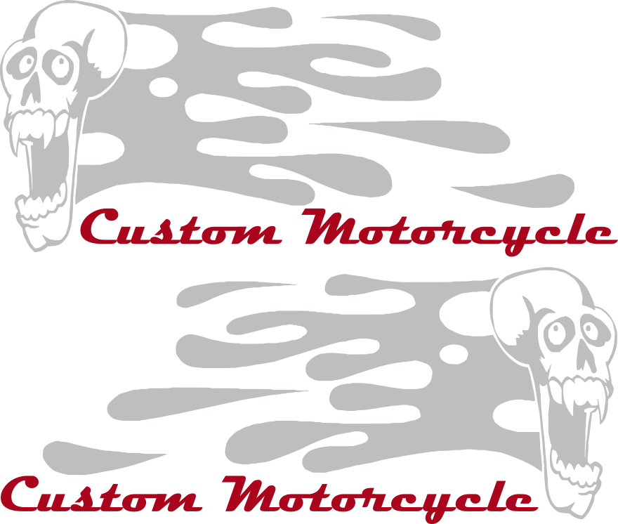 Motorcycle Flaming Skull FS5 Gas Tank Decals Design Image