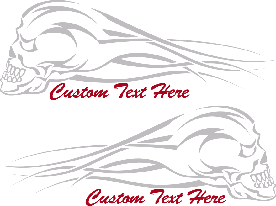 Motorcycle Flaming Skull FS7 Gas Tank Decals Design Image