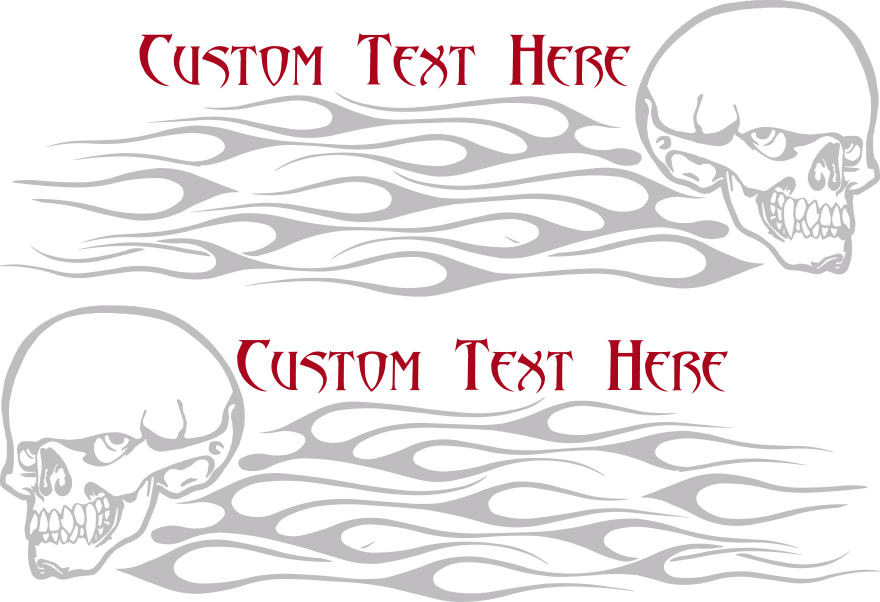 Motorcycle Flaming Skull FS9 Gas Tank Decals Design Image