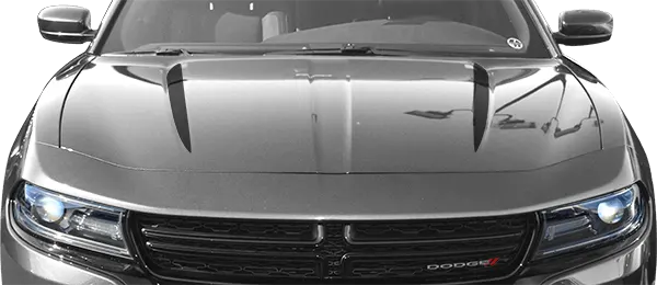 2015-2023 Charger Hood Spears on vehicle image.