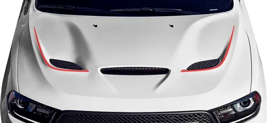 2018-2024 Durango SRT Hood Vent Accent Stripes on vehicle image.