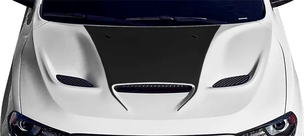 2018-2024 Durango SRT Power Bulge Hood Decal on vehicle image.