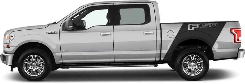 2015-2020 F-150 Bedside Banner Rally Stripes on vehicle image.