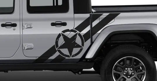 2020-2023 Gladiator Cab and Bed Side Bar Stripes Graphic on vehicle image.